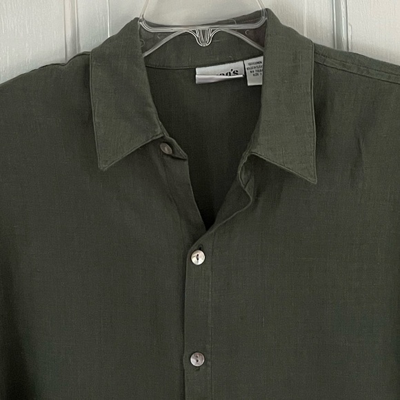 NWOT Chico’s 100% Linen Duster Slits Longline  Lagenlook Army Green Size 8/10 - Picture 2 of 10